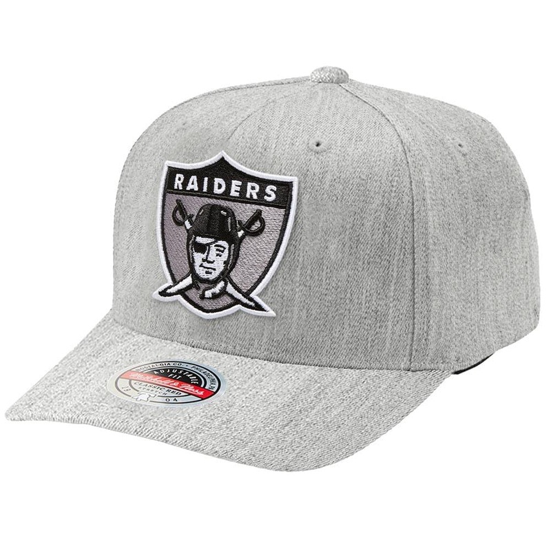 Las Vegas Raiders Mitchell & Ness NFL Throwback Curve Snapback Hat – Heather Grey