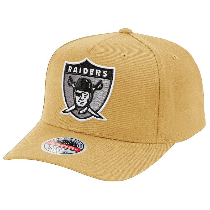 Las Vegas Raiders Mitchell & Ness NFL Throwback Logo Curve Snapback Hat – Khaki