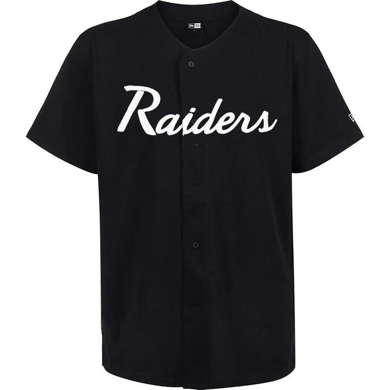 Las Vegas Raiders New Era NFL Script Button Up T-Shirt – Black