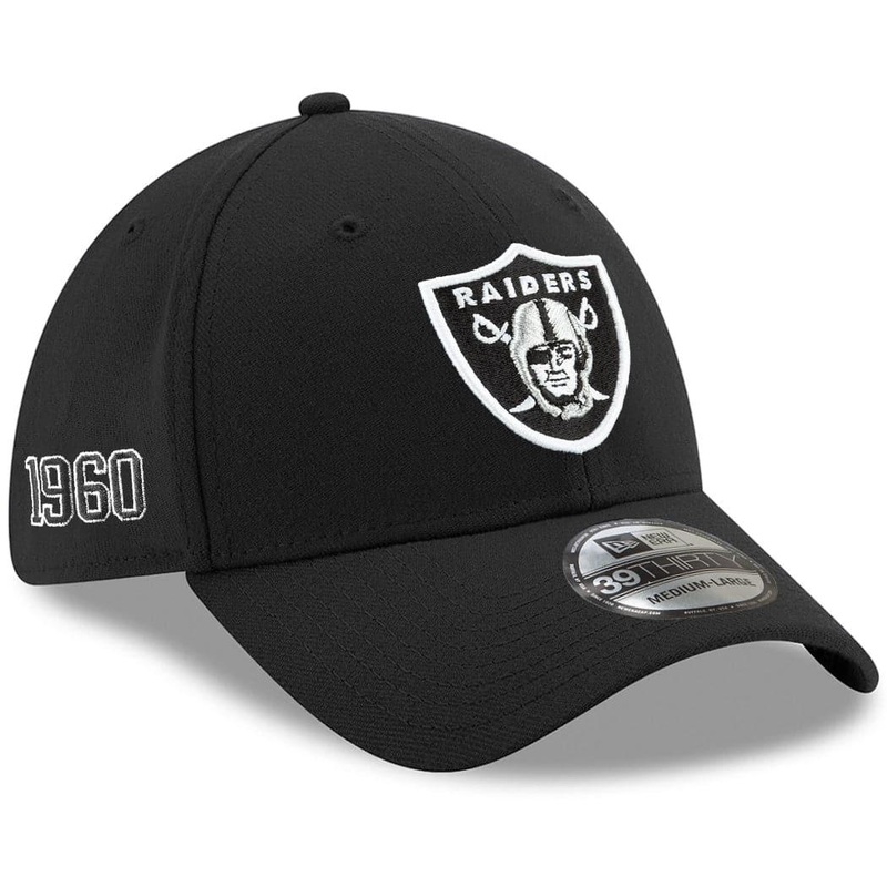 Las Vegas Raiders New Era NFL Team Established 39THIRTY Curve Flex Hat – Black