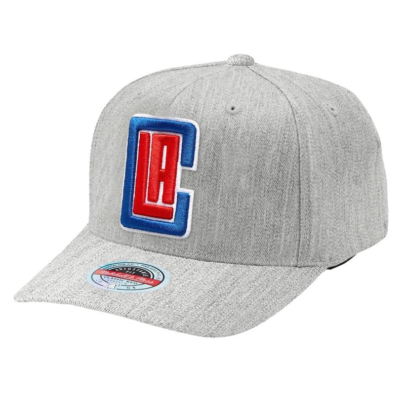 Los Angeles Clippers Mitchell & Ness NBA Team Curve Snapback Hat – Heather Grey