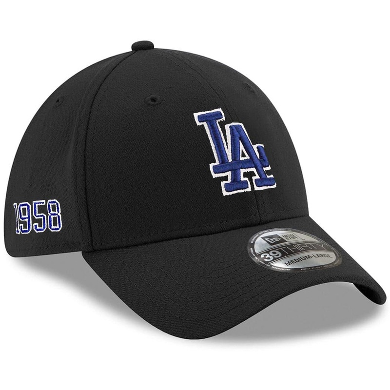 Los Angeles Dodgers New Era MLB Team Established 39THIRTY Curve Flex Hat – Black