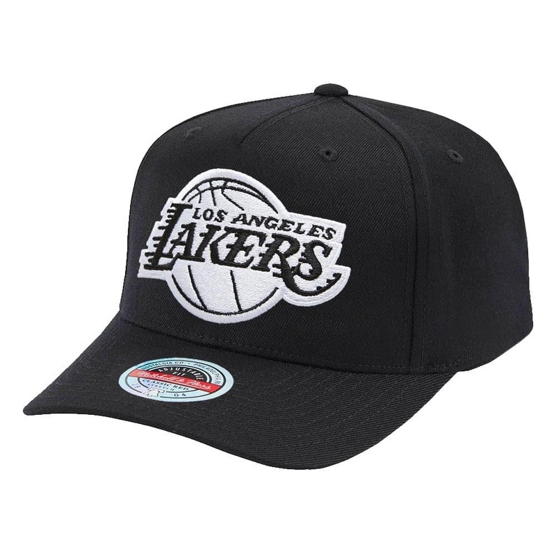 Los Angeles Lakers Mitchell & Ness NBA Black & White Classic Red Curve Snapback Hat