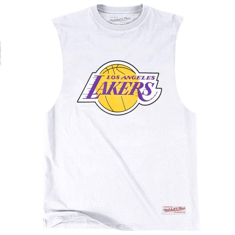 Los Angeles Lakers Mitchell & Ness NBA HWC Retro Logo Sleeveless Muscle T-Shirt – White