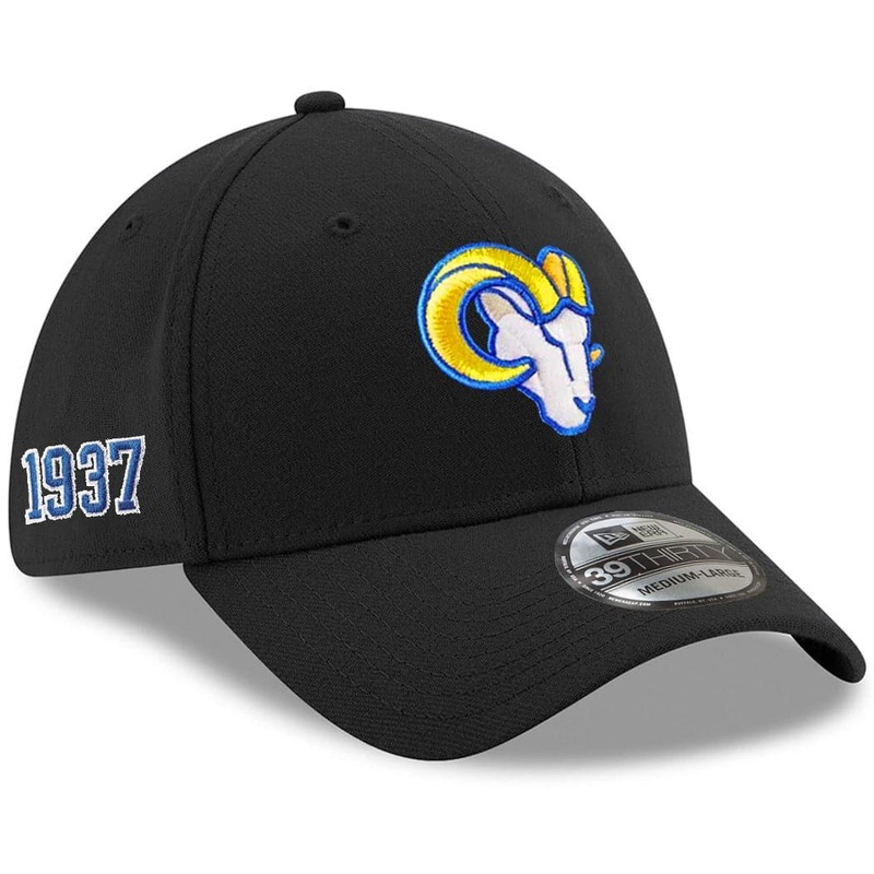 Los Angeles Rams New Era NFL Team Established 39THIRTY Curve Flex Hat – Black