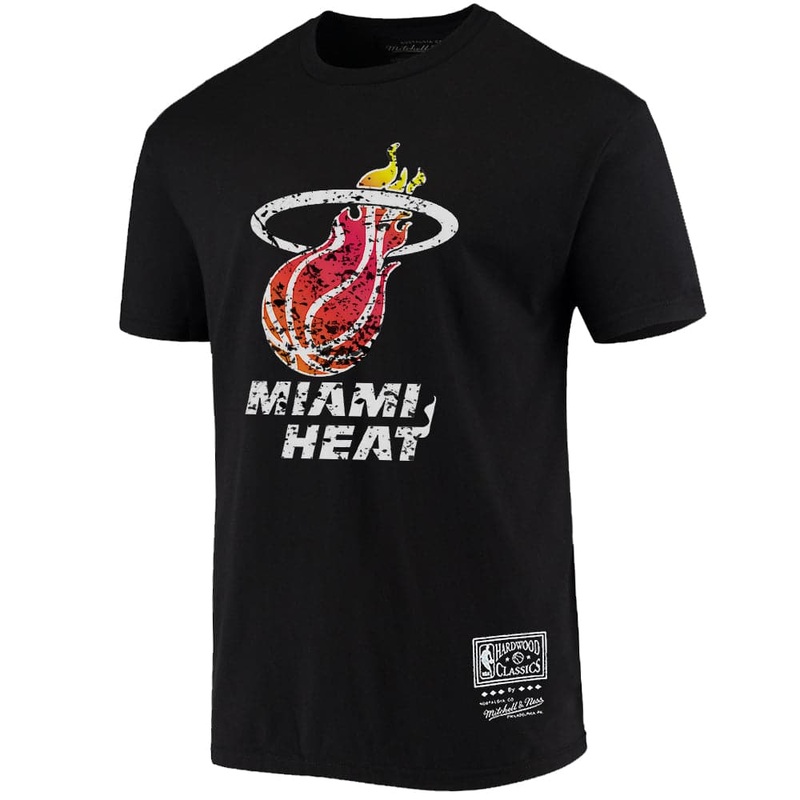 Miami Heat Mitchell & Ness NBA HWC Distressed Logo T-Shirt – Black