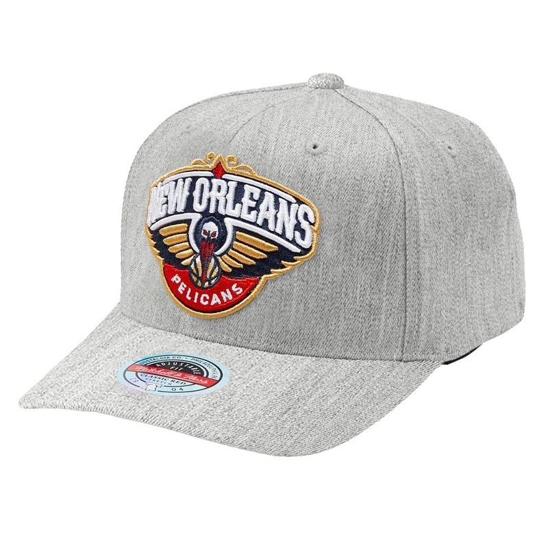 New Orleans Pelicans Mitchell & Ness NBA Team Curve Snapback Hat – Heather Grey