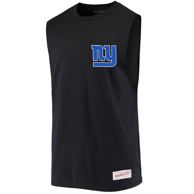 New York Giants Mitchell & Ness NFL Retro Repeat Muscle T-Shirt – Black