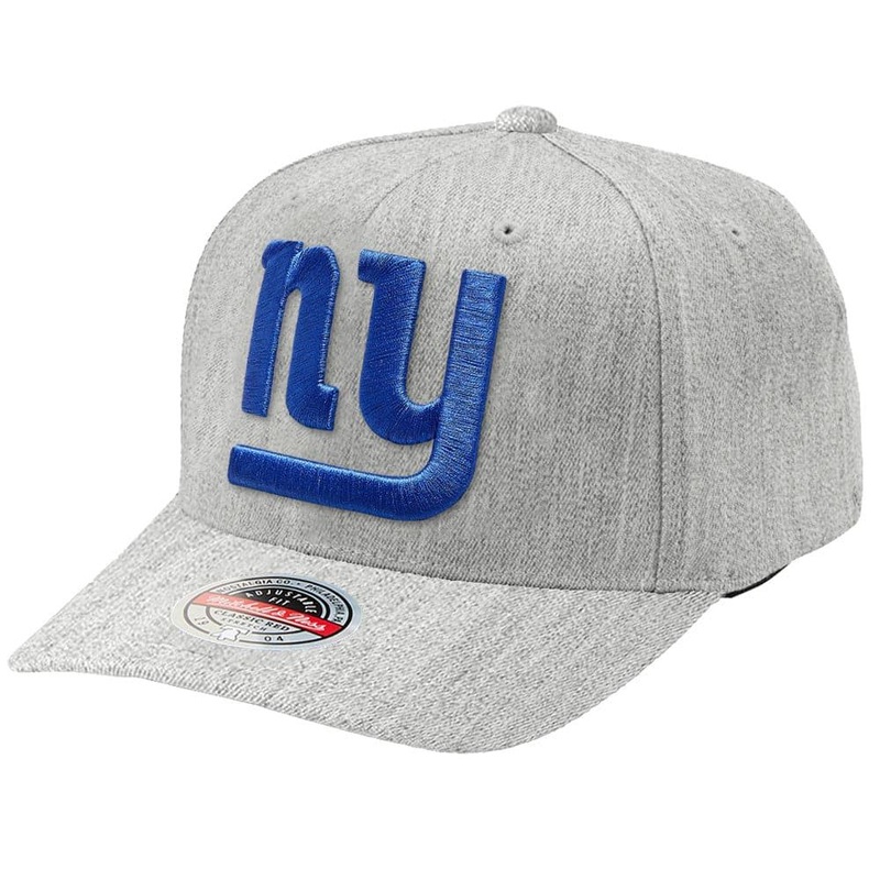 New York Giants Mitchell & Ness NFL Throwback Curve Snapback Hat – Heather Grey