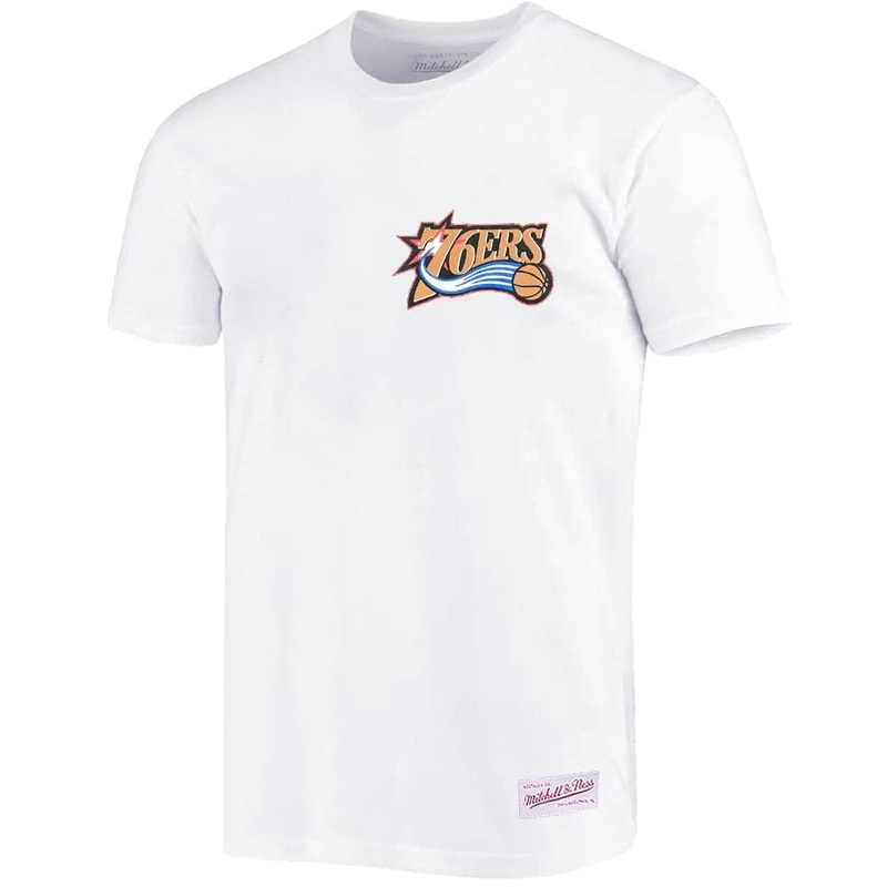 Philadelphia 76ers Mitchell & Ness NBA HWC Retro Repeat T-Shirt – White