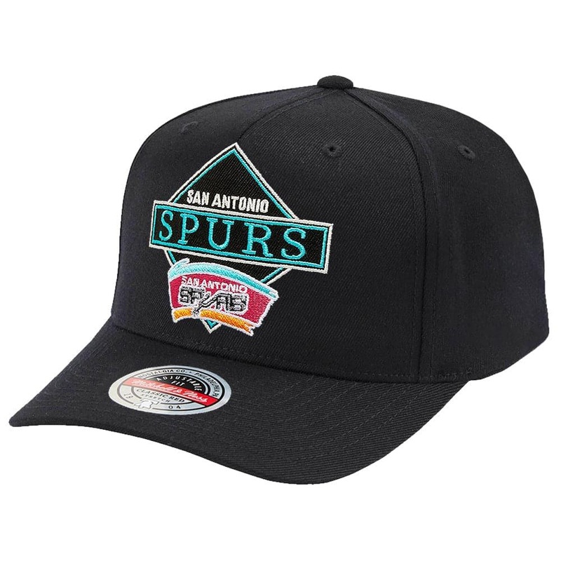San Antonio Spurs Mitchell & Ness NBA Diamond One Curve Snapback Hat – Black