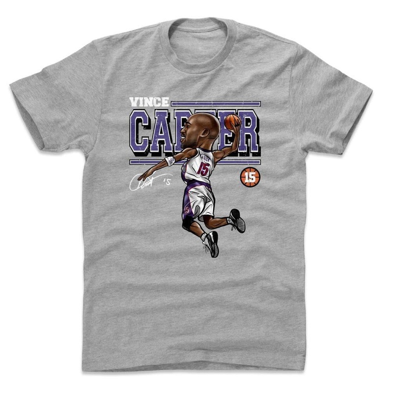 Vince Carter Toronto Raptors 500 Level NBA HWC Cartoon T-Shirt – Grey