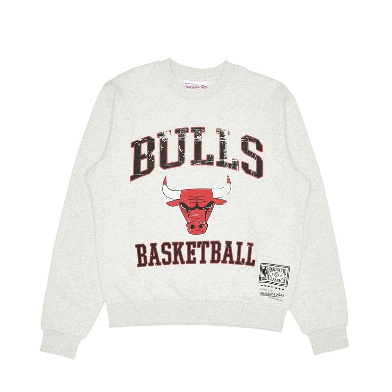 Womens Chicago Bulls Mitchell & Ness NBA HWC Locker Room Crew Jumper – White Marle