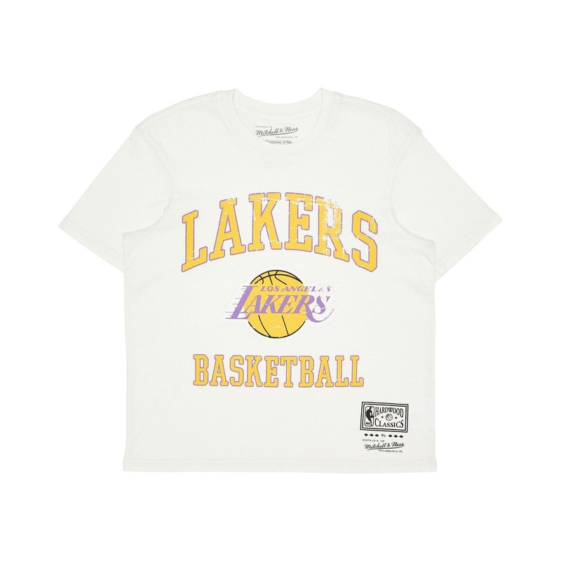 Womens Los Angeles Lakers Mitchell & Ness NBA HWC Locker Room T-Shirt – White