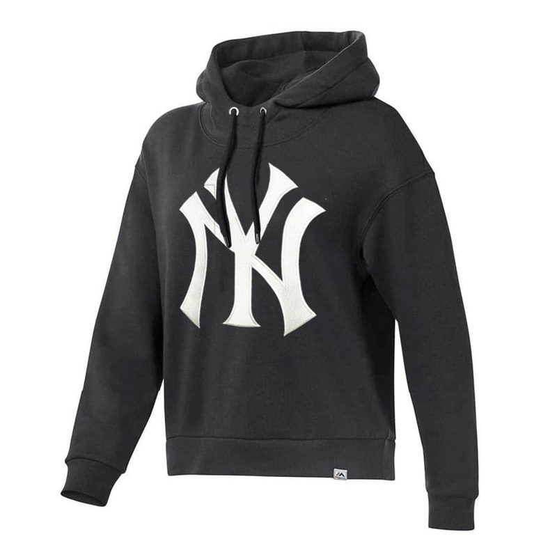 Womens New York Yankees Majestic MLB Barnes Hoodie Jumper – Faded Black
