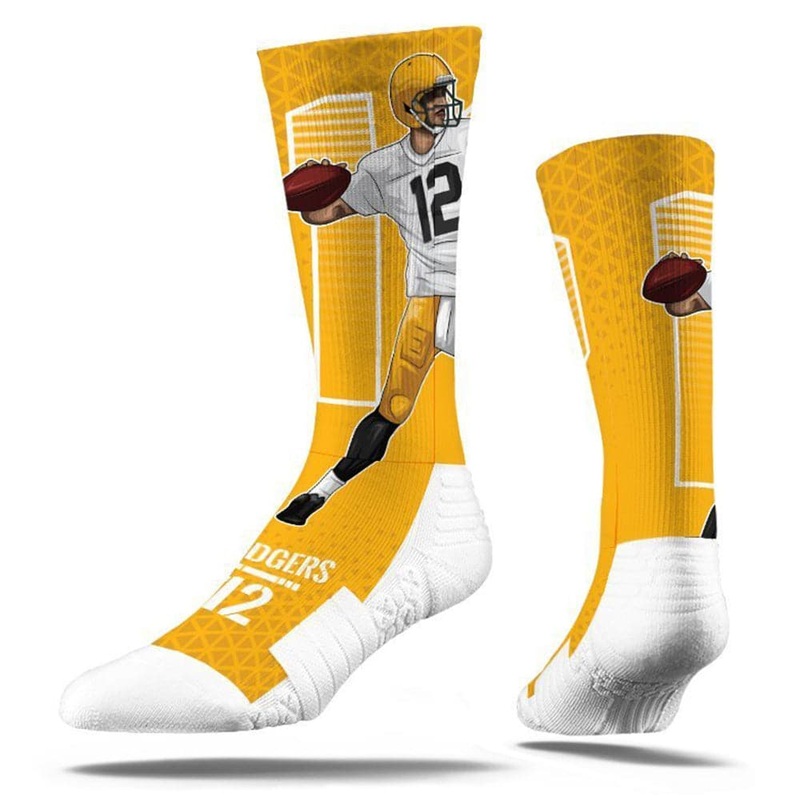 Aaron Rodgers Gren Bay Packers Strideline NFL Action Premium Crew Socks – Yellow