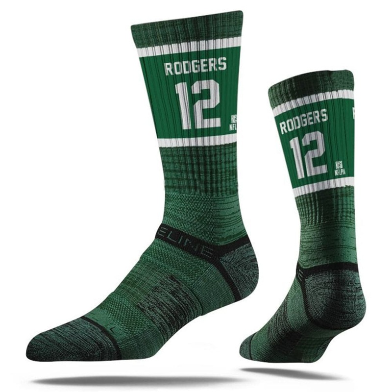 Aaron Rodgers Gren Bay Packers Strideline NFL Sherzy Premium Crew Socks – Green