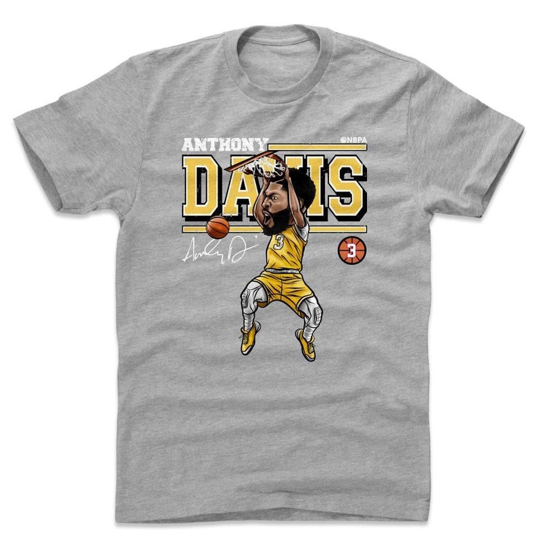 Anthony Davis Los Angeles Lakers 500 Level NBA Cartoon T-Shirt – Heather