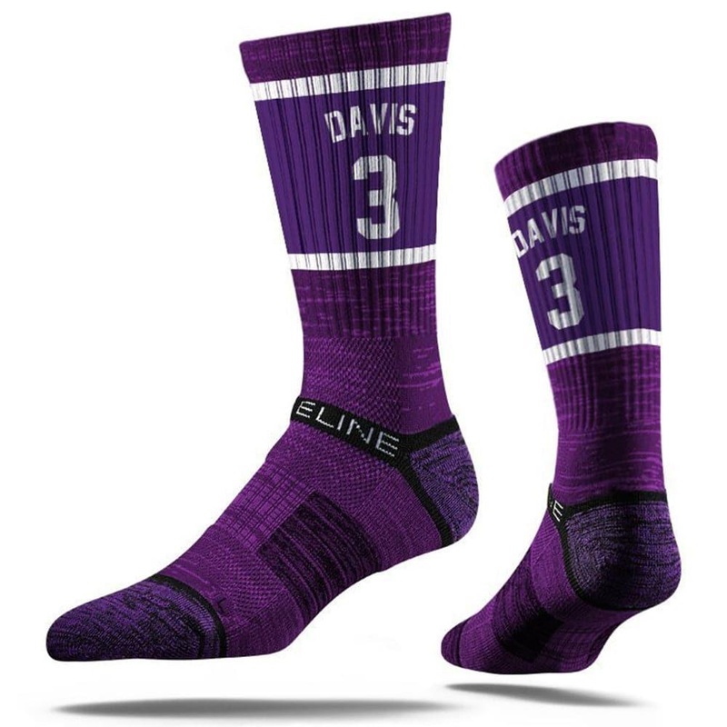 Anthony Davis Los Angeles Lakers Strideline NBA Sherzy Premium Crew Socks – Purple