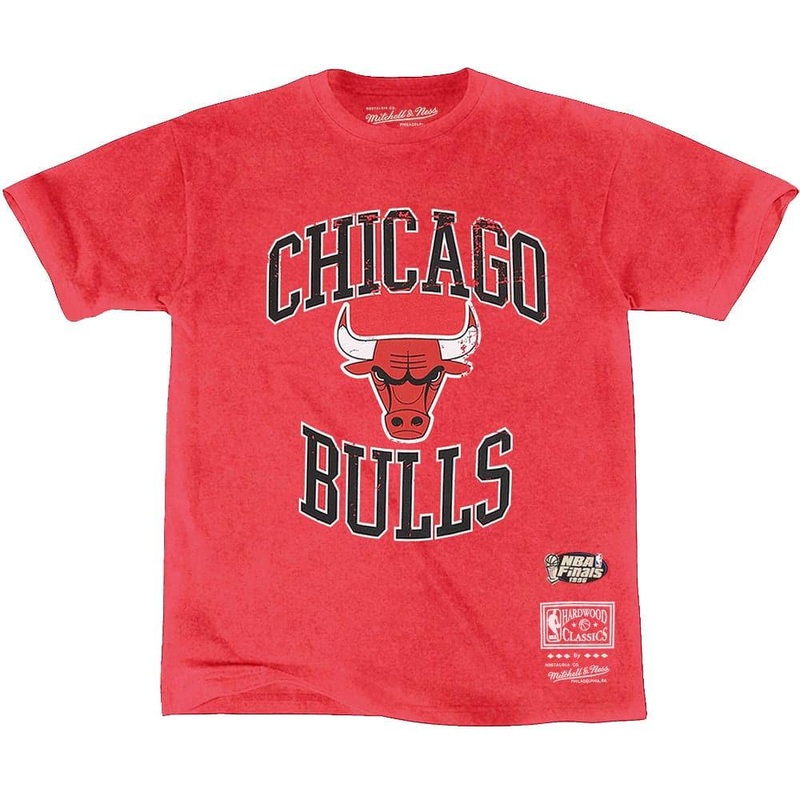 Chicago Bulls Mitchell & Ness NBA Vintage Crest Logo T-Shirt – Faded Red