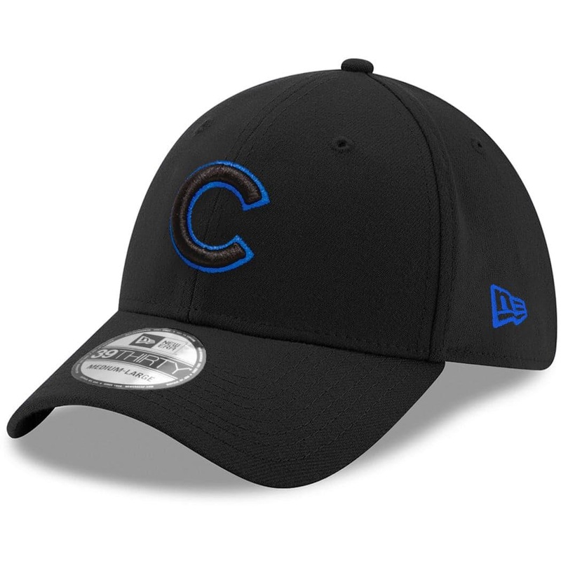 Chicago Cubs New Era MLB Outline Pop 39THIRTY Flex Fit Curve Hat – Black