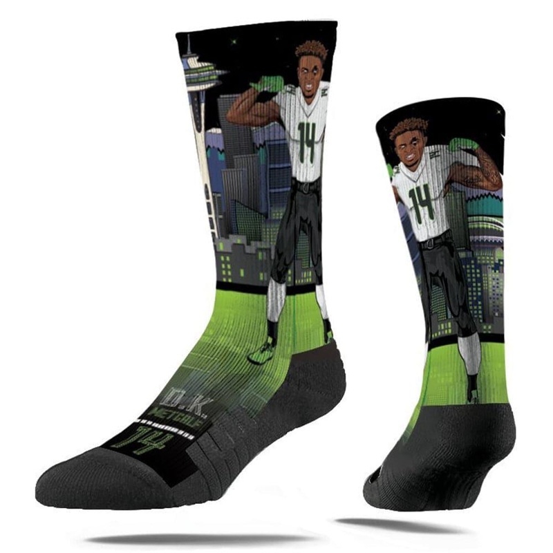 D.K Metcalf Seattle Seahawks Strideline NFL Superhero Premium Crew Socks – Black