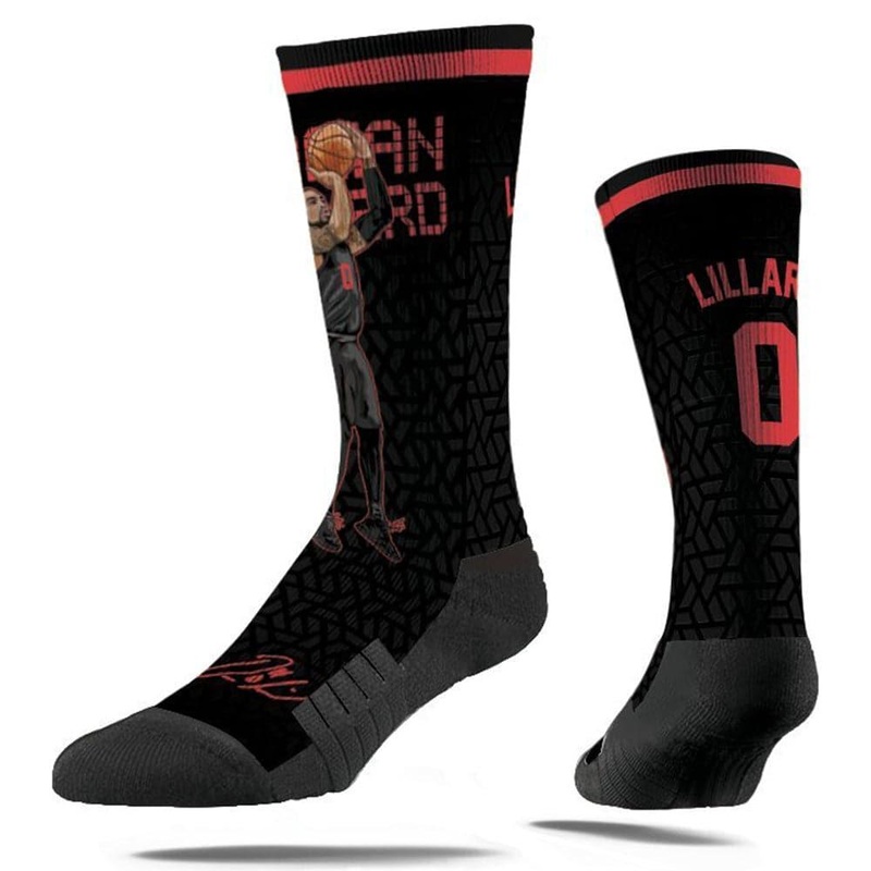 Damian Lillard Portland Trail Blazers Strideline NBA Dame Over Premium Crew Socks – Black