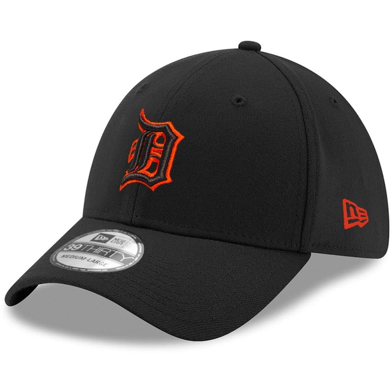 Detroit Tigers New Era MLB Outline Pop 39THIRTY Flex Fit Curve Hat – Black