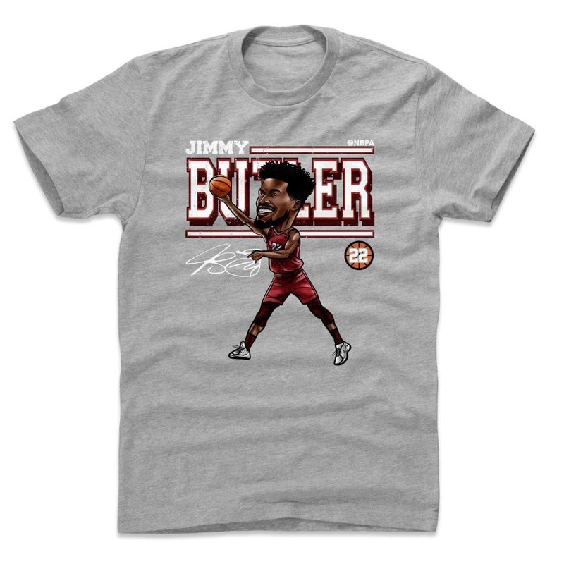 Jimmy Butler Miami Heat 500 Level NBA Cartoon T-Shirt – Heather