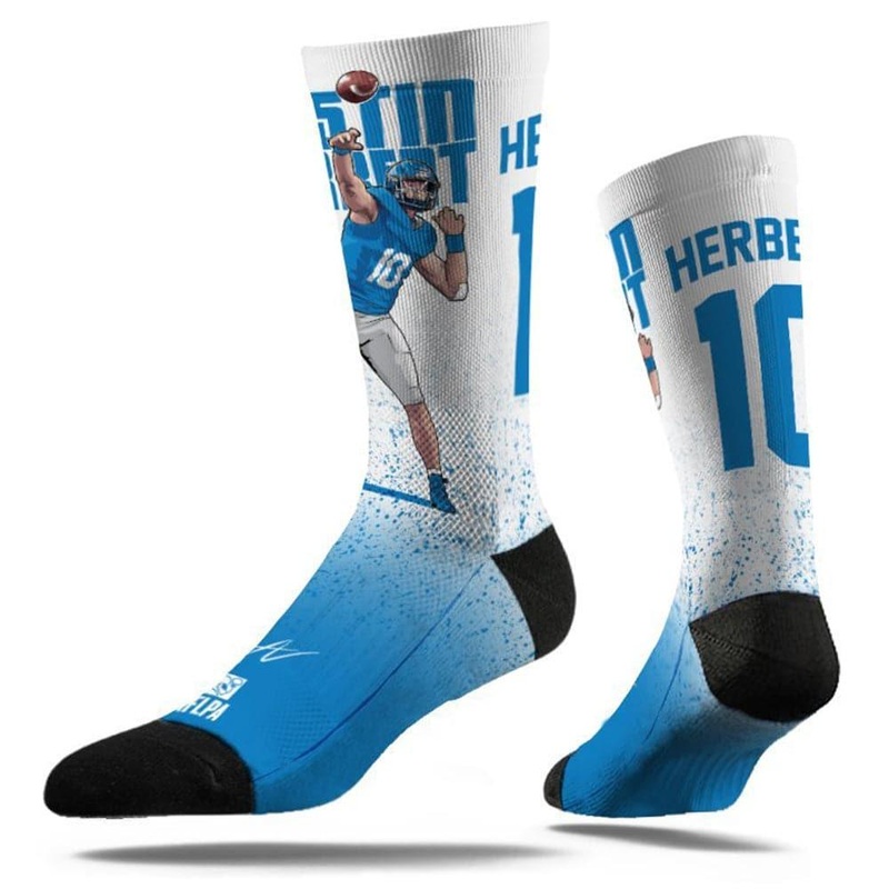 Justin Herbert Los Angeles Chargers Strideline NFL Action Classic Crew Socks – White