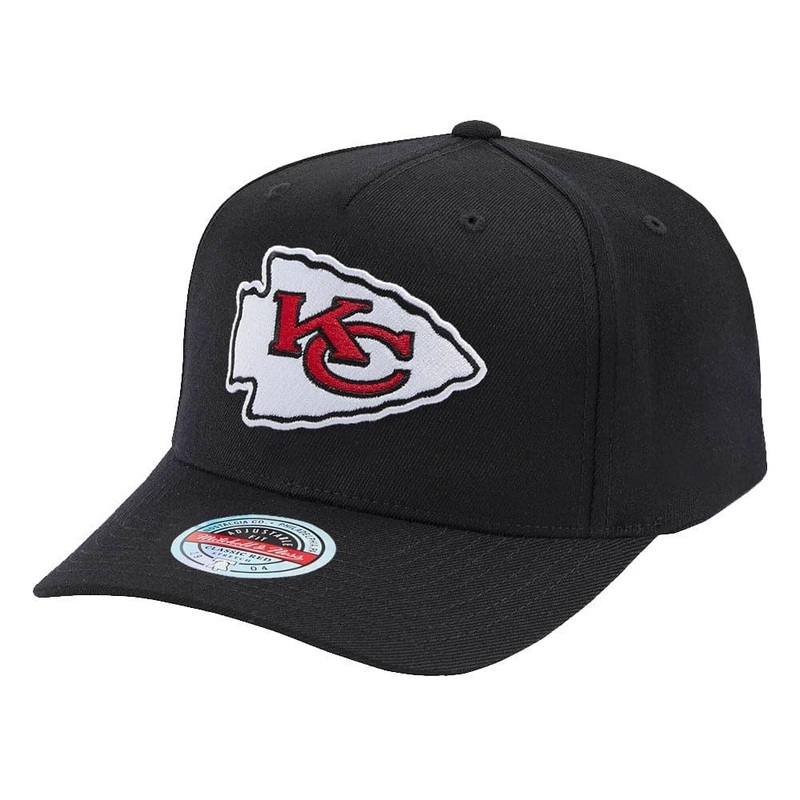 Kansas City Chiefs Mitchell & Ness NFL Wide Receiver Classic Red Curve Snapback Hat – Black