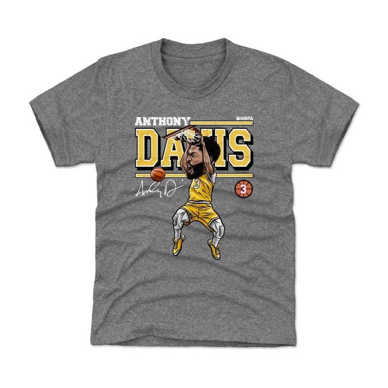 Kids/Youths Anthony Davis Los Angeles Lakers 500 Level NBA Cartoon T-Shirt – Grey