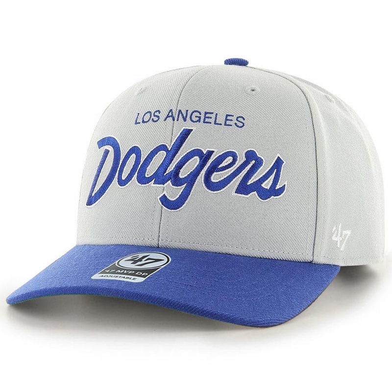 Los Angeles Dodgers 47 MLB Replica Script MVP DP Pre-Curved Snapback Hat – Grey