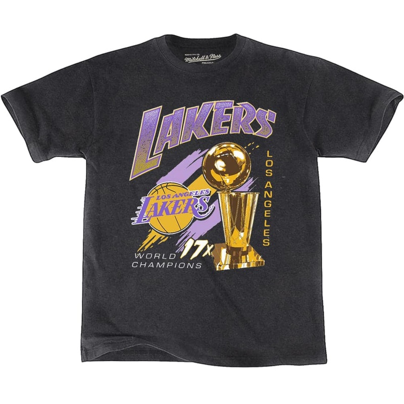 Los Angeles Lakers Mitchell & Ness NBA 17x Champions Vintage T-Shirt – Black