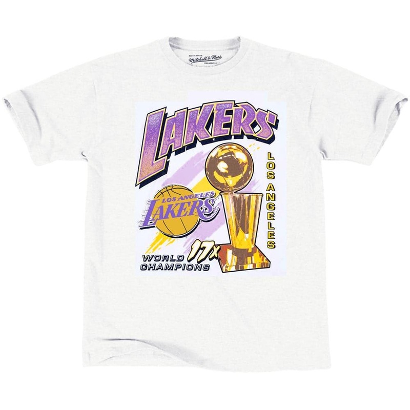 Los Angeles Lakers Mitchell & Ness NBA 17x Champions Vintage T-Shirt – White