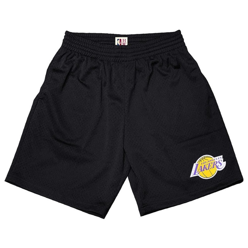 Los Angeles Lakers Mitchell & Ness NBA HWC Premium Mesh Court Shorts – Black
