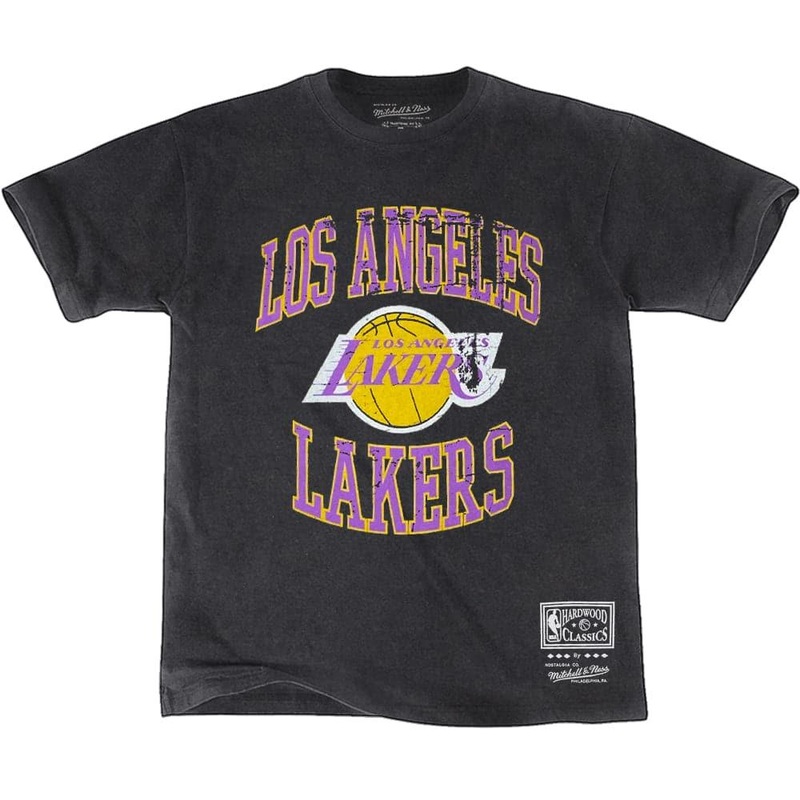 Los Angeles Lakers Mitchell & Ness NBA Vintage Crest Logo T-Shirt – Black