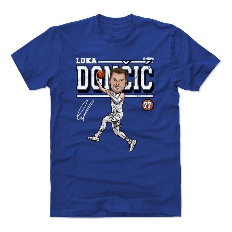 Luka Doncic Dallas Mavericks 500 Level NBA Cartoon T-Shirt – Blue