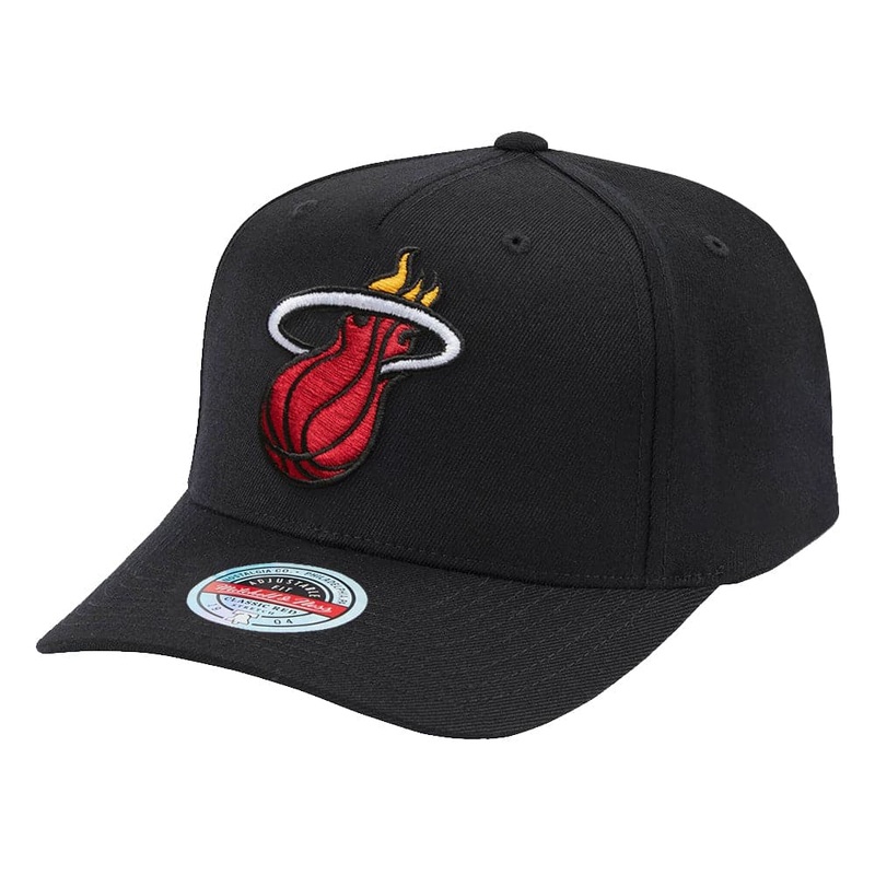 Miami Heat Mitchell & Ness NBA Team Classic Red Snapback Hat – Black