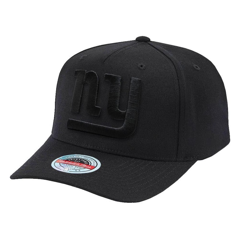 New York Giants Mitchell & Ness NFL Interception Classic Red Curve Snapback Hat – Black