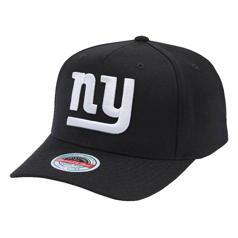 New York Giants Mitchell & Ness NFL Wide Receiver Classic Red Curve Snapback Hat – Black