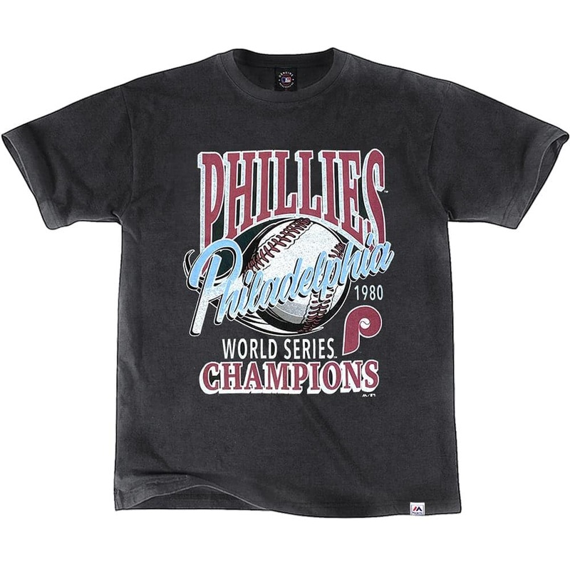 Philadelphia Phillies Majestic MLB Vintage 1980 Champions T-Shirt – Black