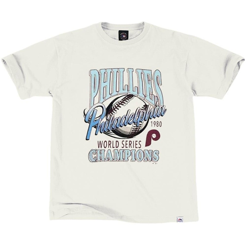 Philadelphia Phillies Majestic MLB Vintage 1980 Champions T-Shirt – Cream