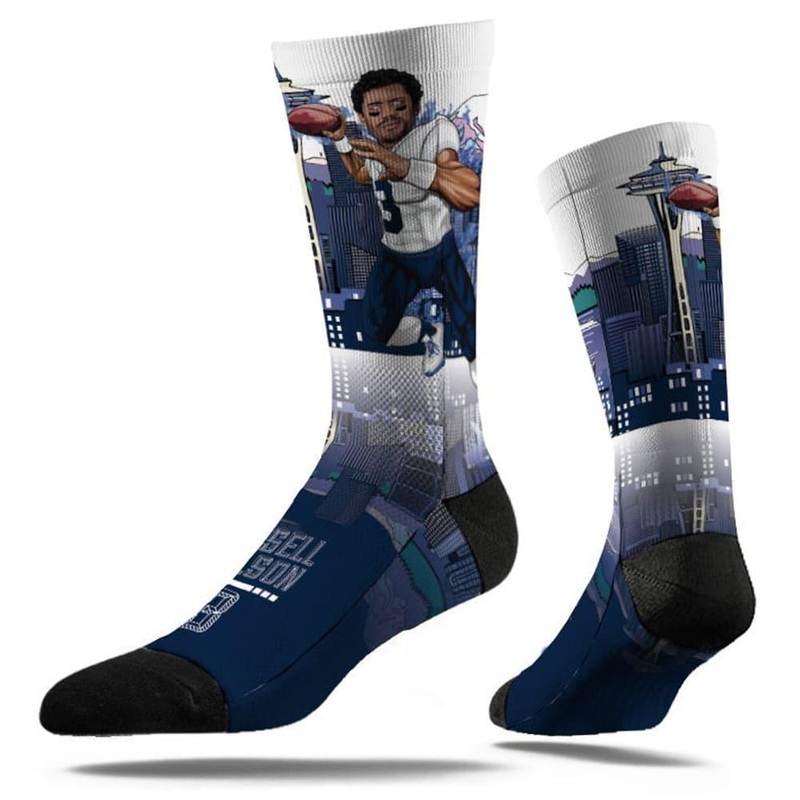 Russell Wilson Seattle Seahawks Strideline NFL Superhero Classic Crew Socks – Navy