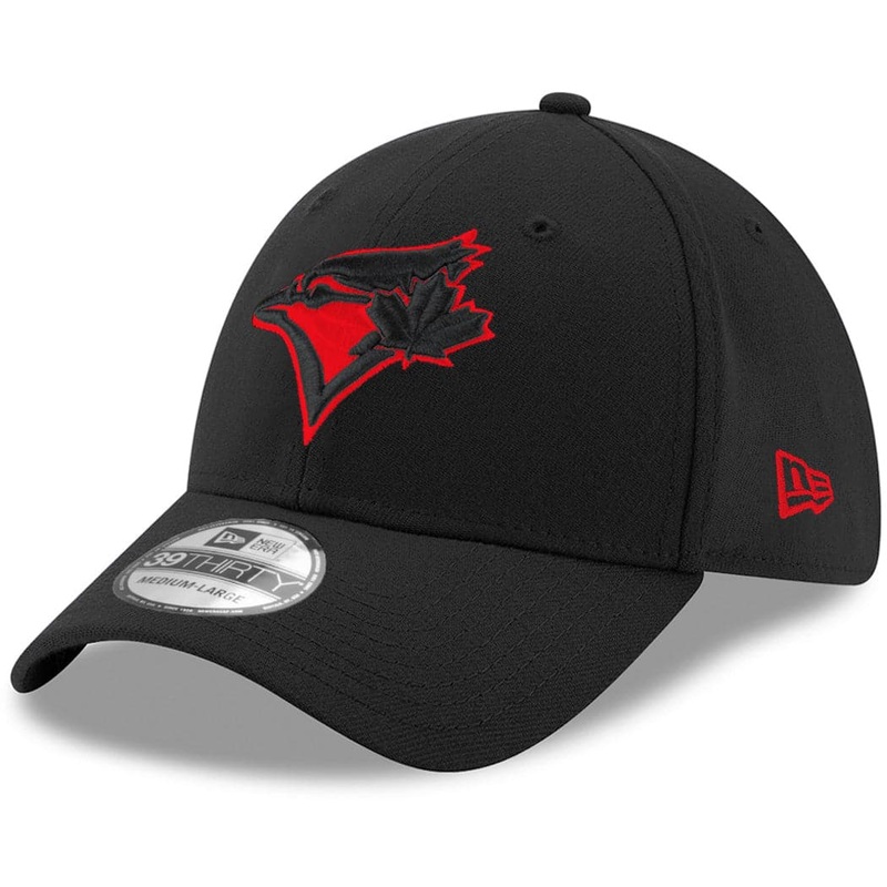 Toronto Blue Jays New Era MLB Outline Pop 39THIRTY Flex Fit Curve Hat – Black