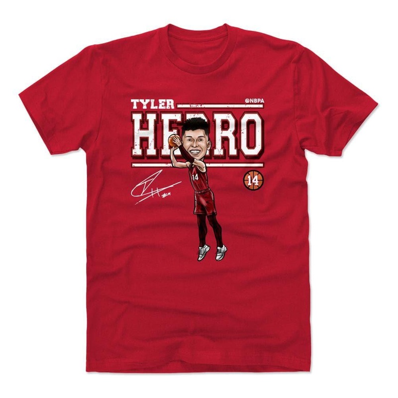 Tyler Herro Miami Heat 500 Level NBA Cartoon T-Shirt – Red