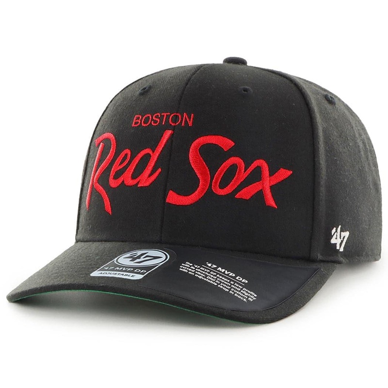 Boston Red Sox 47 MLB Replica Script MVP DP Pre-Curved Snapback Hat – Black