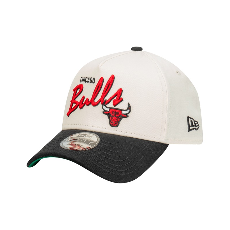 Chicago Bulls New Era NBA Script 9FORTY A-Frame Snapback Hat – Stone