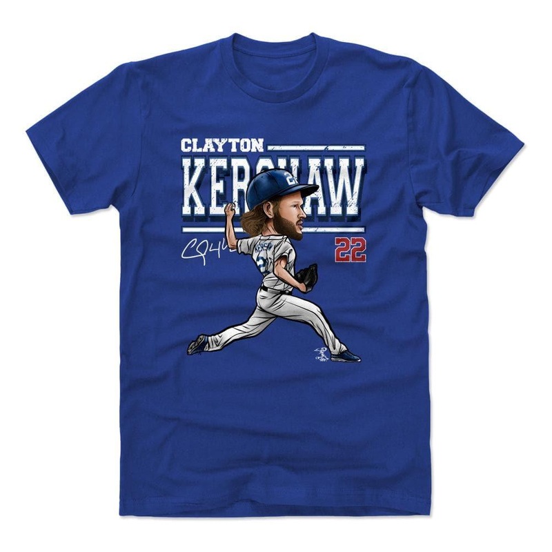 Clayton Kershaw Los Angeles Dodgers 500 Level MLB Cartoon T-Shirt – Blue