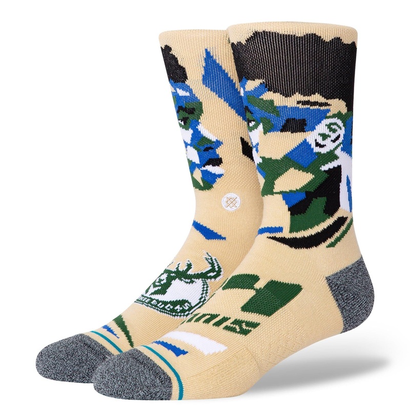 Giannis Antetokounmpo Milwaukee Bucks Stance NBA Profiler Player Crew Socks